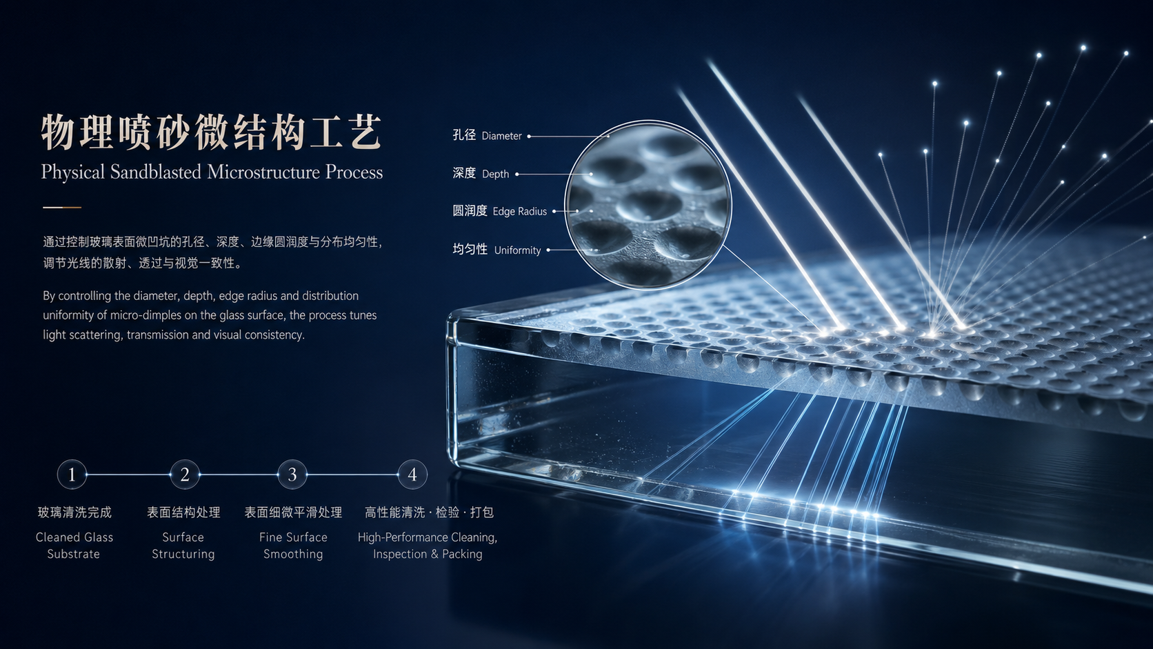 Physical sandblasted microstructure optical control diagram
